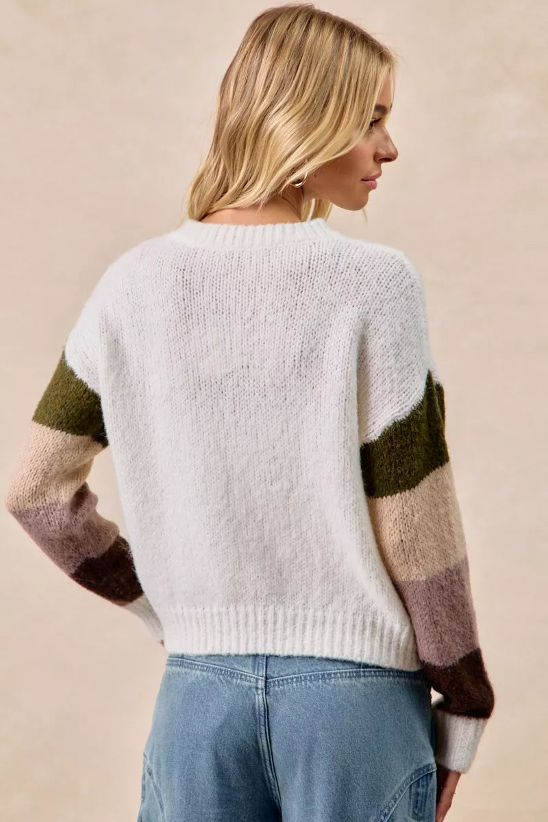 BiBi Flower Color Block Sweater