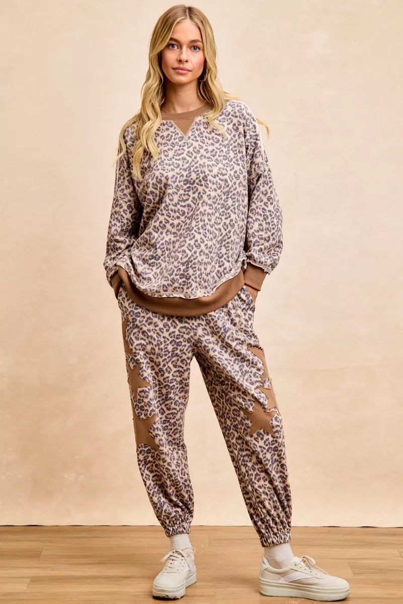 BiBi Leopard Printed French Terry Sweatshirt