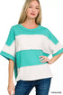 Zenana French Terry Color Block Exposed Seam Top