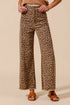 SO ME Mid Rise Leopard Twill Frayed Hem Wide Leg Pants