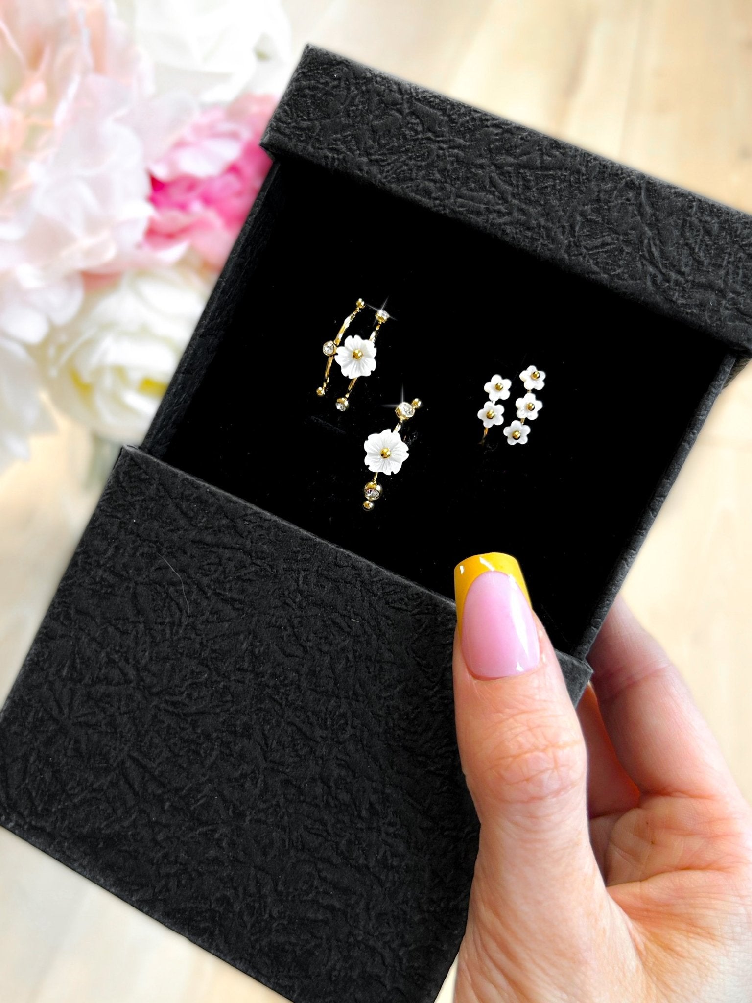 Daisy &amp; Diamond Stainless Steel 3 Piece Ring Set - Girl Code Couture