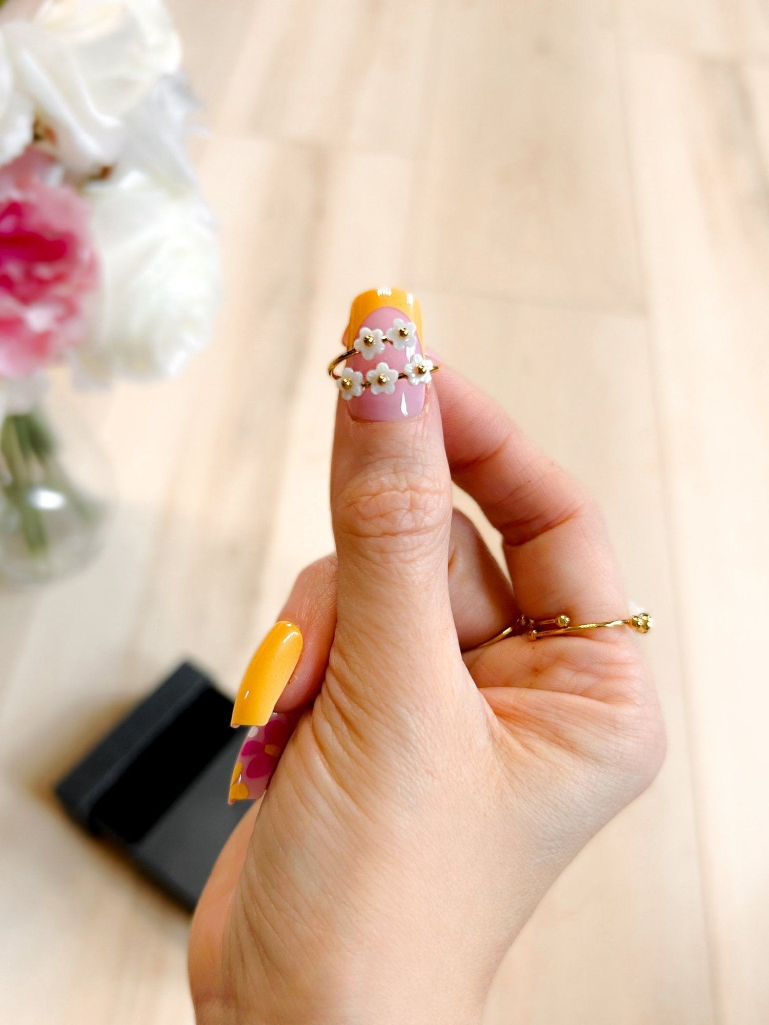 Daisy &amp; Diamond Stainless Steel 3 Piece Ring Set - Girl Code Couture