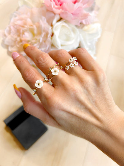 Daisy &amp; Diamond Stainless Steel 3 Piece Ring Set - Girl Code Couture