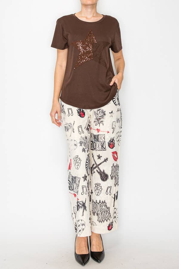 Lace Patchwork Pants With Elastic Drawstring - 4703 RNR