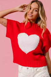 BiBi Rib Banded Heart Pattern Valentines Sweater