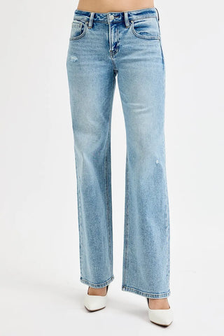 RISEN Full Size Low Rise Ankle Boyfriend Distressed Jeans Plus Size
