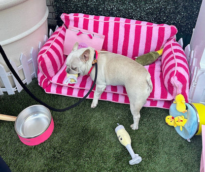 Pretty Pink Striped Dog Bed