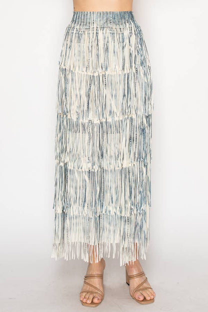 Layered Fringe Tiered Maxi Skirt - 4794BG 2DENIM