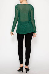Sparkly Sheet Mesh Top – 4847 GREEN: GREEN / 2XL