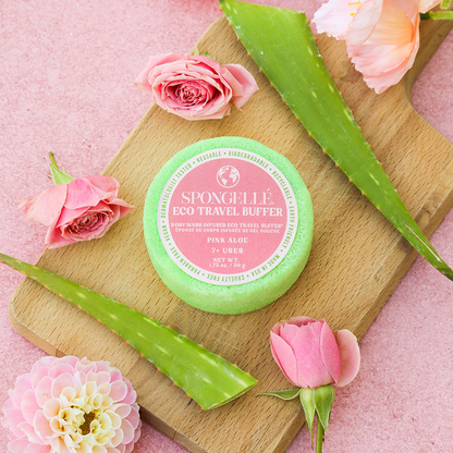 Body Wash Infused Buffer Pink Aloe | Eco Travel Buffer