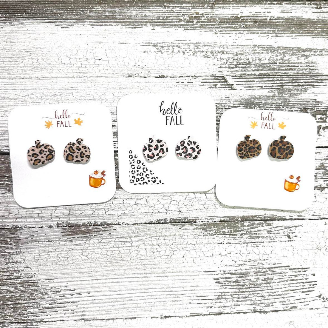 Leopard Cheetah Pumpkin Stud Earrings