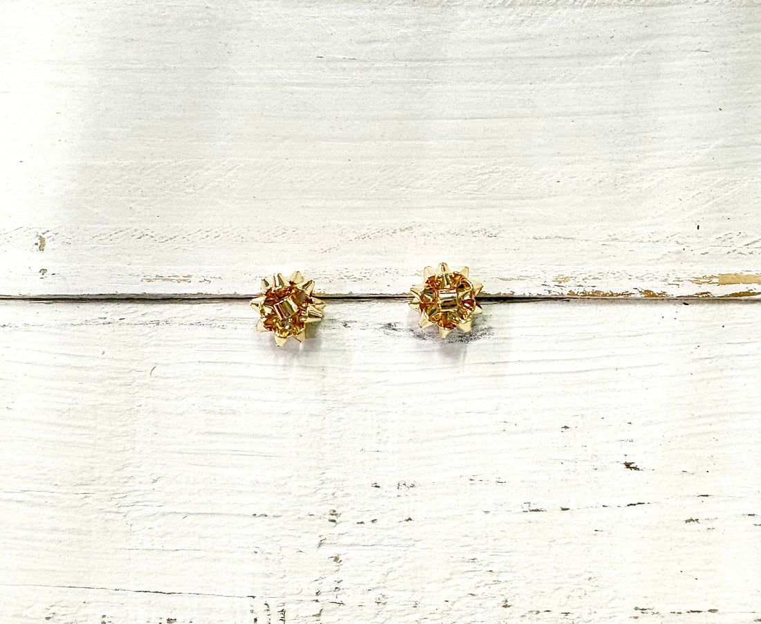 Golden Christmas Bow Stud Earrings