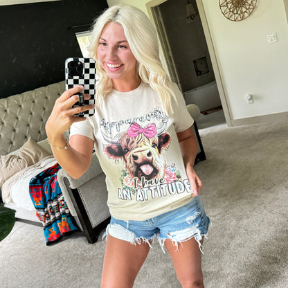 Apparently I Have An Attitude Highland Cow Graphic Tee