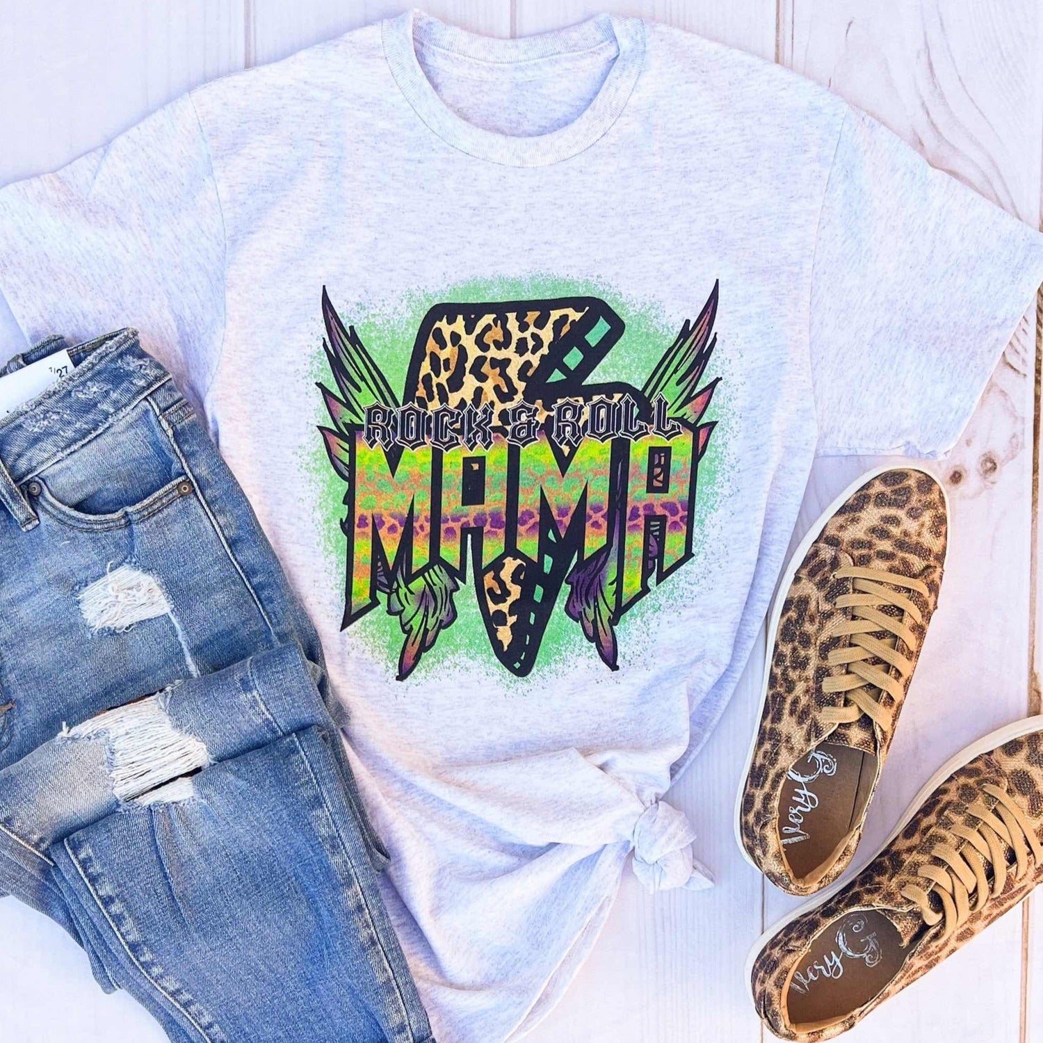 Rock &amp; Roll Leopard Mama Graphic Tee