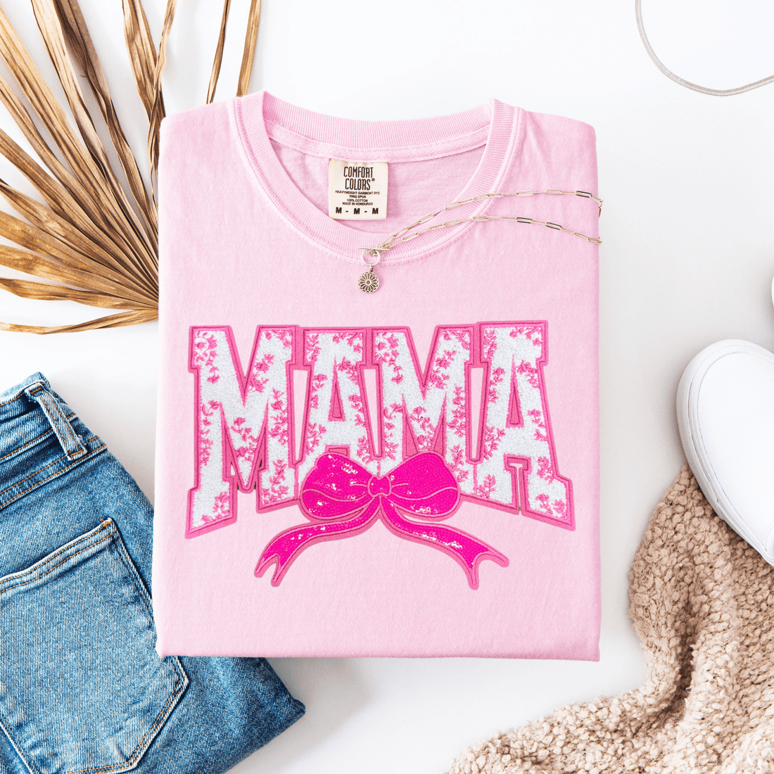 Mama (Pink) Chenille Patch Graphic Tee