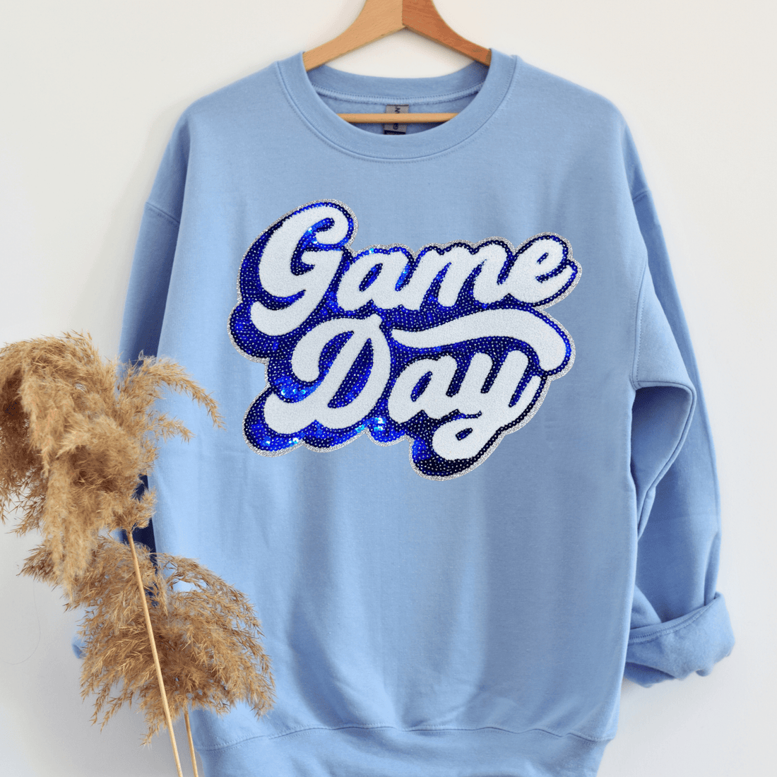 Royal Blue Sequin Game Day Patch Sweatshirt