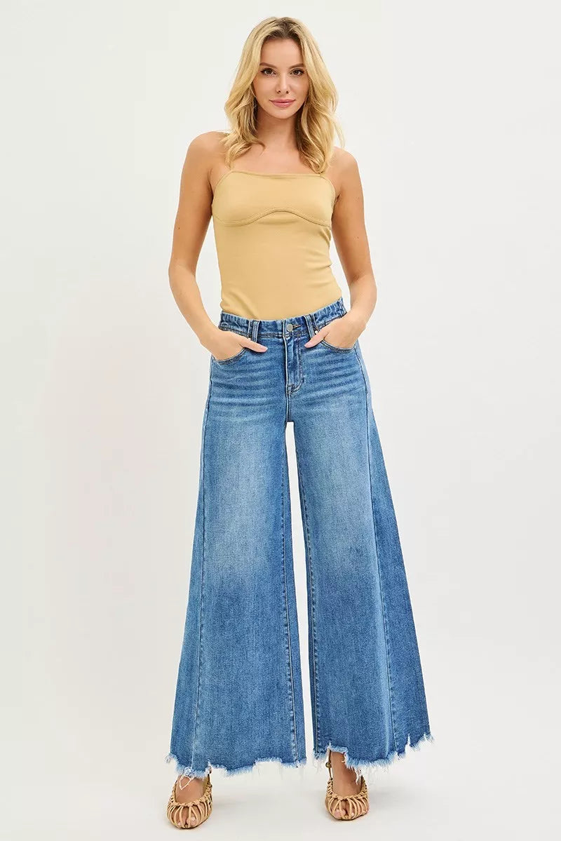 RISEN High Rise Ankle Wide Jeans