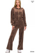 Zenana Velvet Zip Up Hoodie and Pants Set