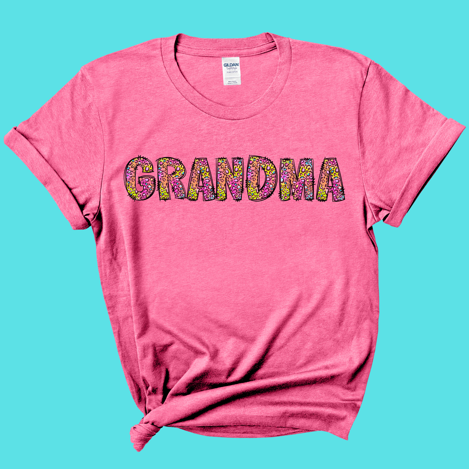 Apparel &amp; Accessories &gt; Clothing &gt; Shirts &amp; Tops Grandma Rainbow Leopard Graphic Tee