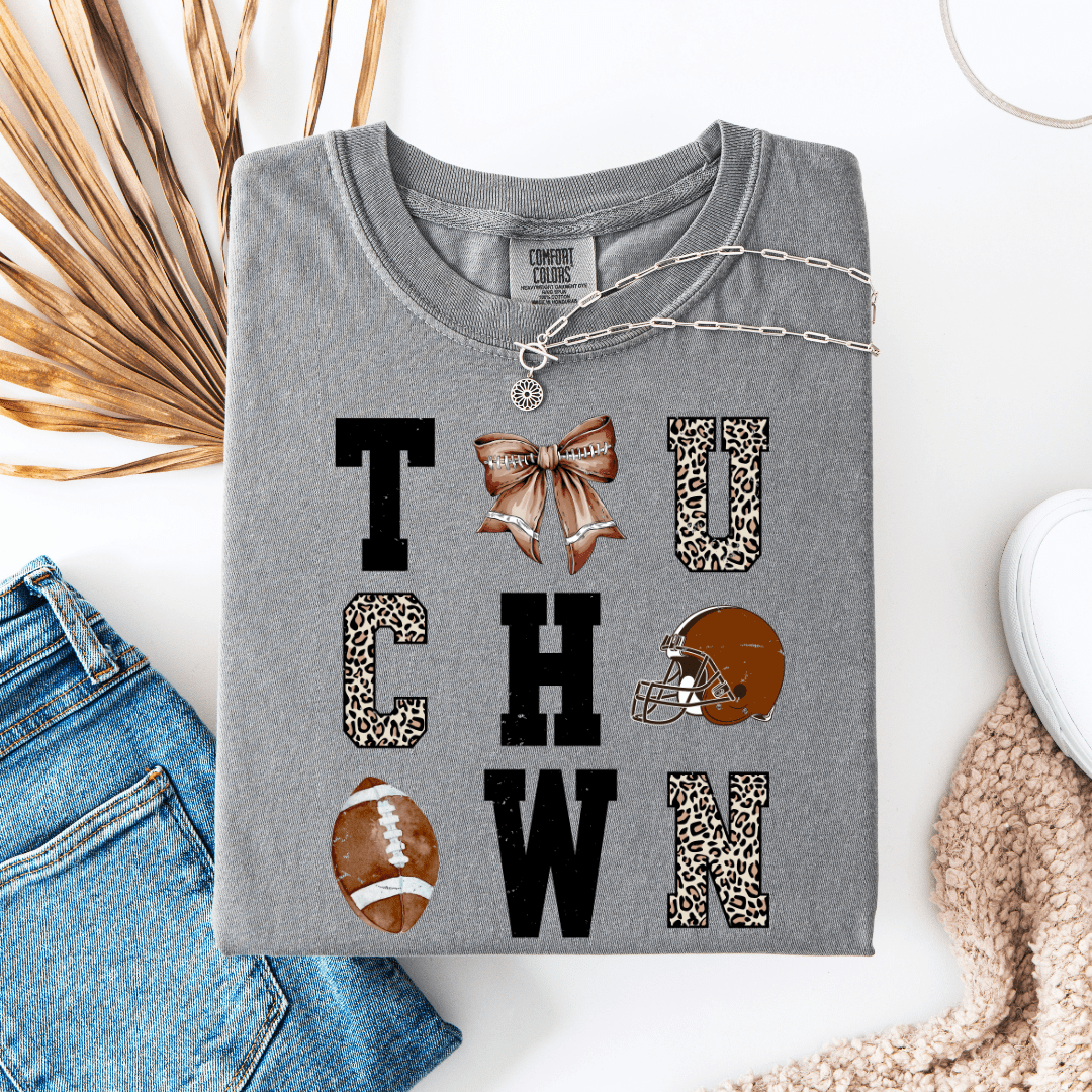 Women - Apparel - Shirts - T-Shirts Block Leopard Touchdown Graphic Tee