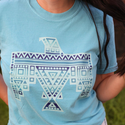 Women - Apparel - Shirts - T-Shirts Blue Aztec Thunderbird Graphic Tee