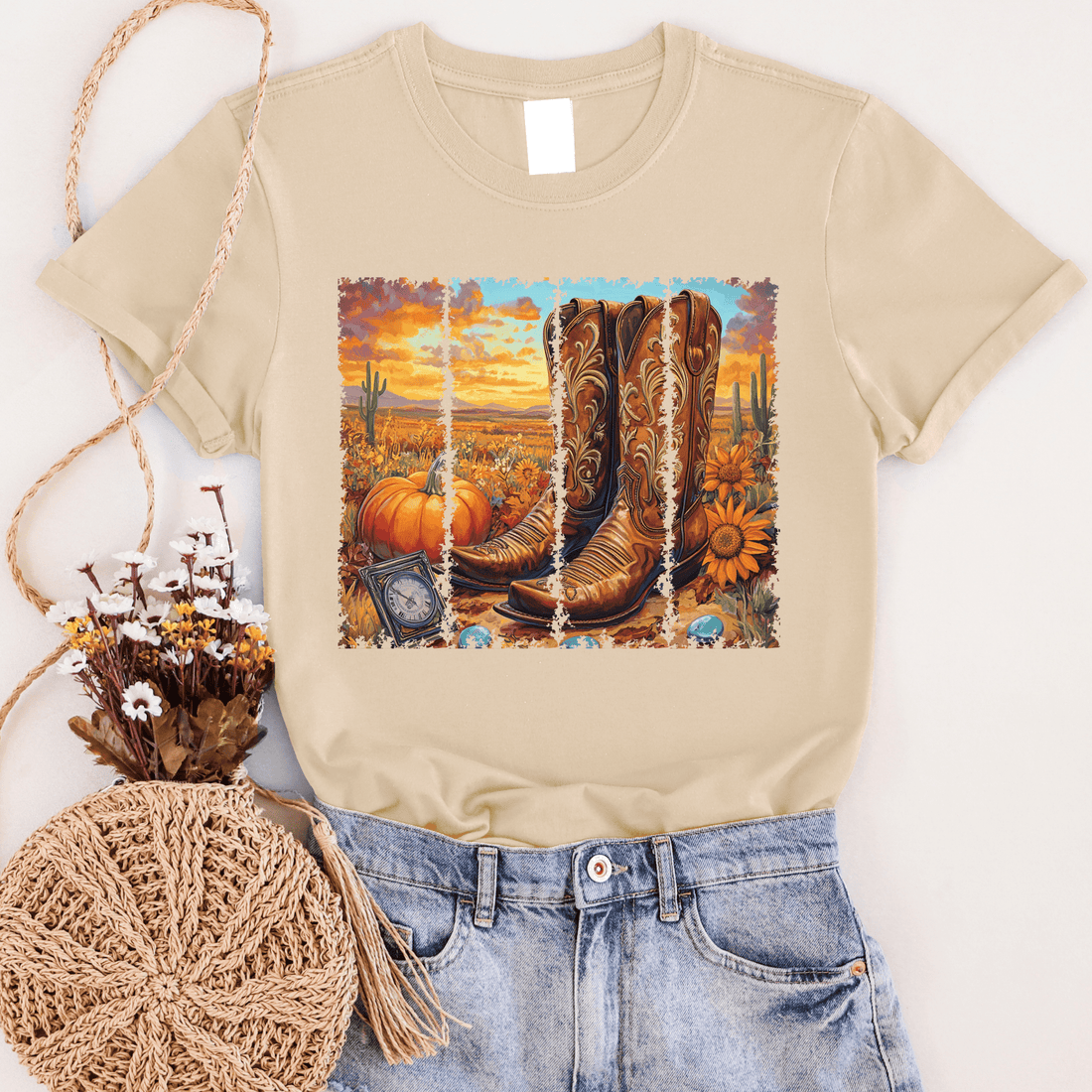 Women - Apparel - Shirts - T-Shirts Boot Fall Sunset Graphic Tee