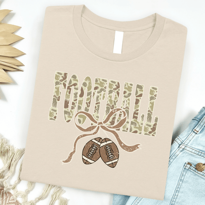 Women - Apparel - Shirts - T-Shirts Camo Football Ribbon Graphic Tee