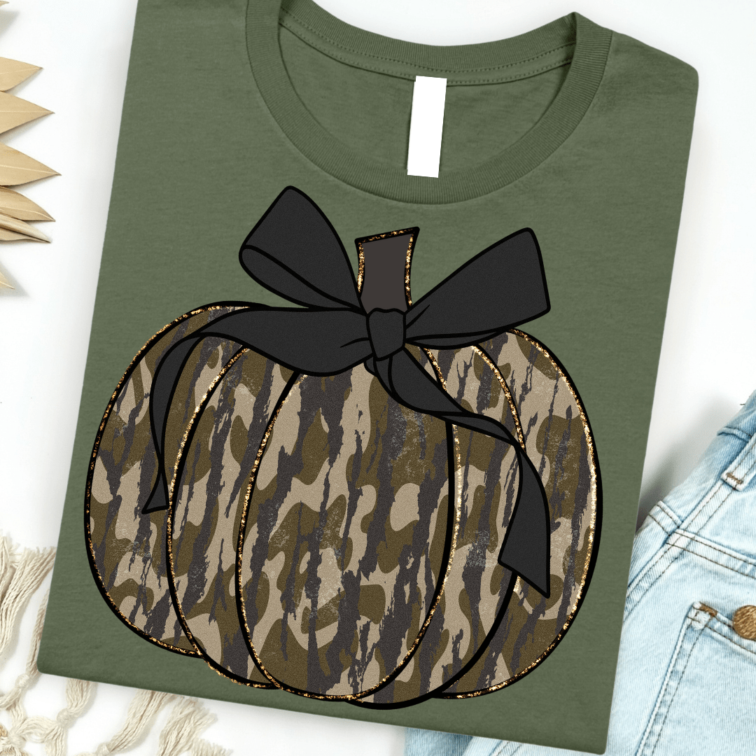 Women - Apparel - Shirts - T-Shirts Camo Pumpkin Graphic Tee