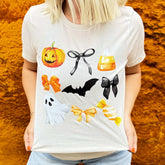 Women - Apparel - Shirts - T-Shirts Candy Corn + Bows Soft Graphic Tee
