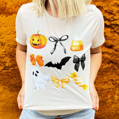 Women - Apparel - Shirts - T-Shirts Candy Corn + Bows Soft Graphic Tee
