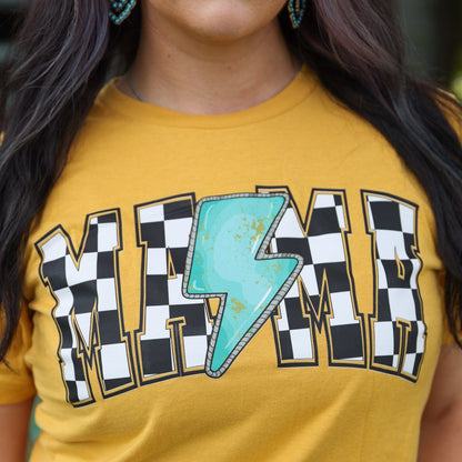 Women - Apparel - Shirts - T-Shirts Checkered Lightning MAMA Soft Graphic Tee