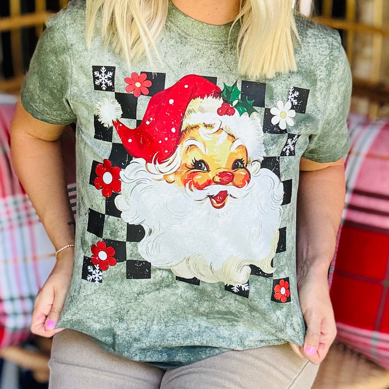 Women - Apparel - Shirts - T-Shirts Checkered St. Nick Graphic Tee