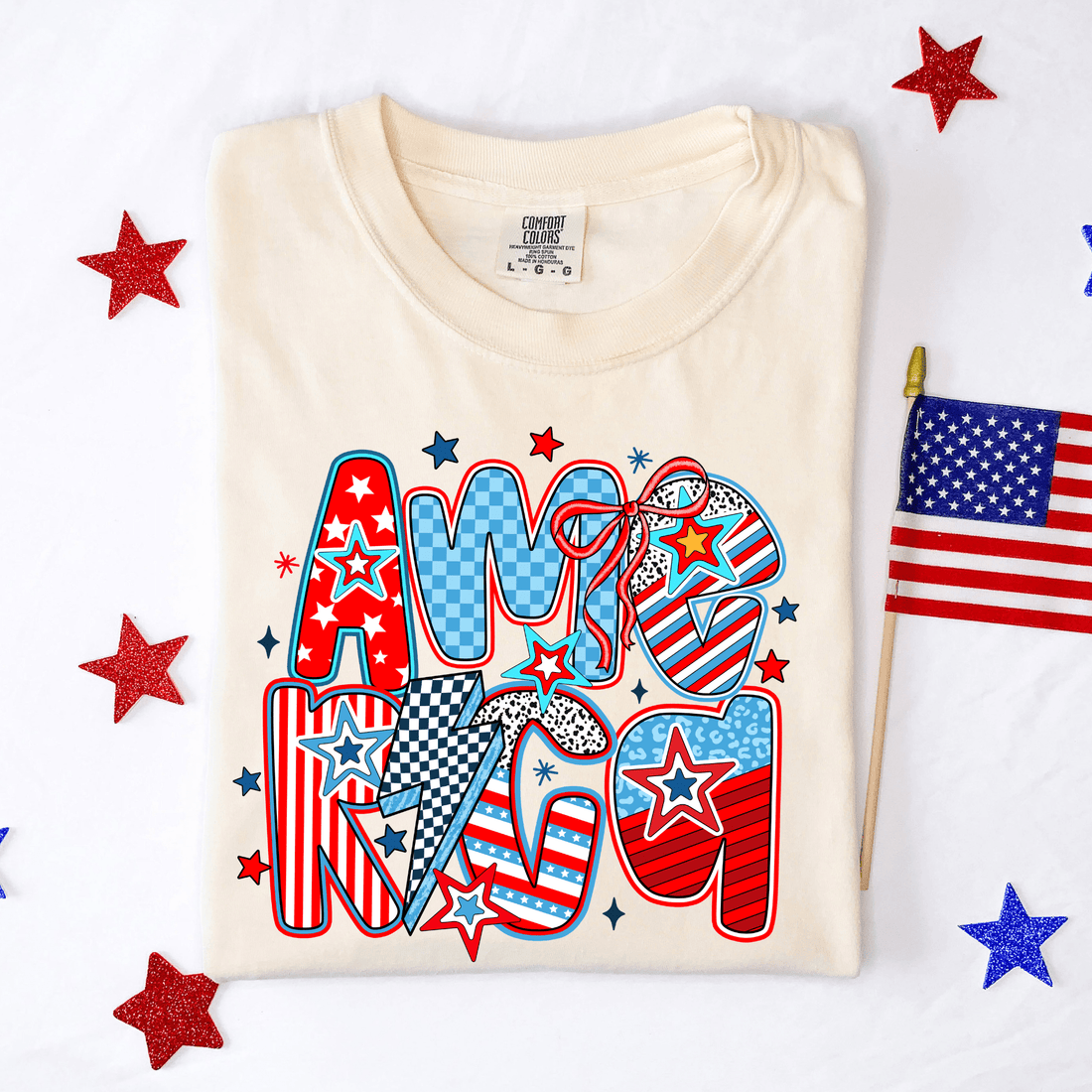 Checkered &amp; Striped America Graphic Tee