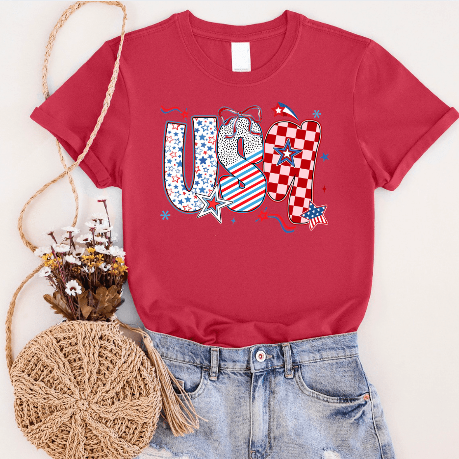 Women - Apparel - Shirts - T-Shirts Checkered USA Graphic Tee
