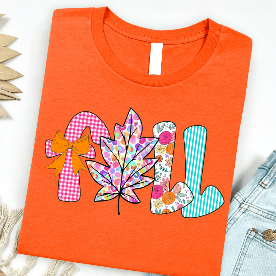 Women - Apparel - Shirts - T-Shirts Colorful Fall Leaf Graphic Tee