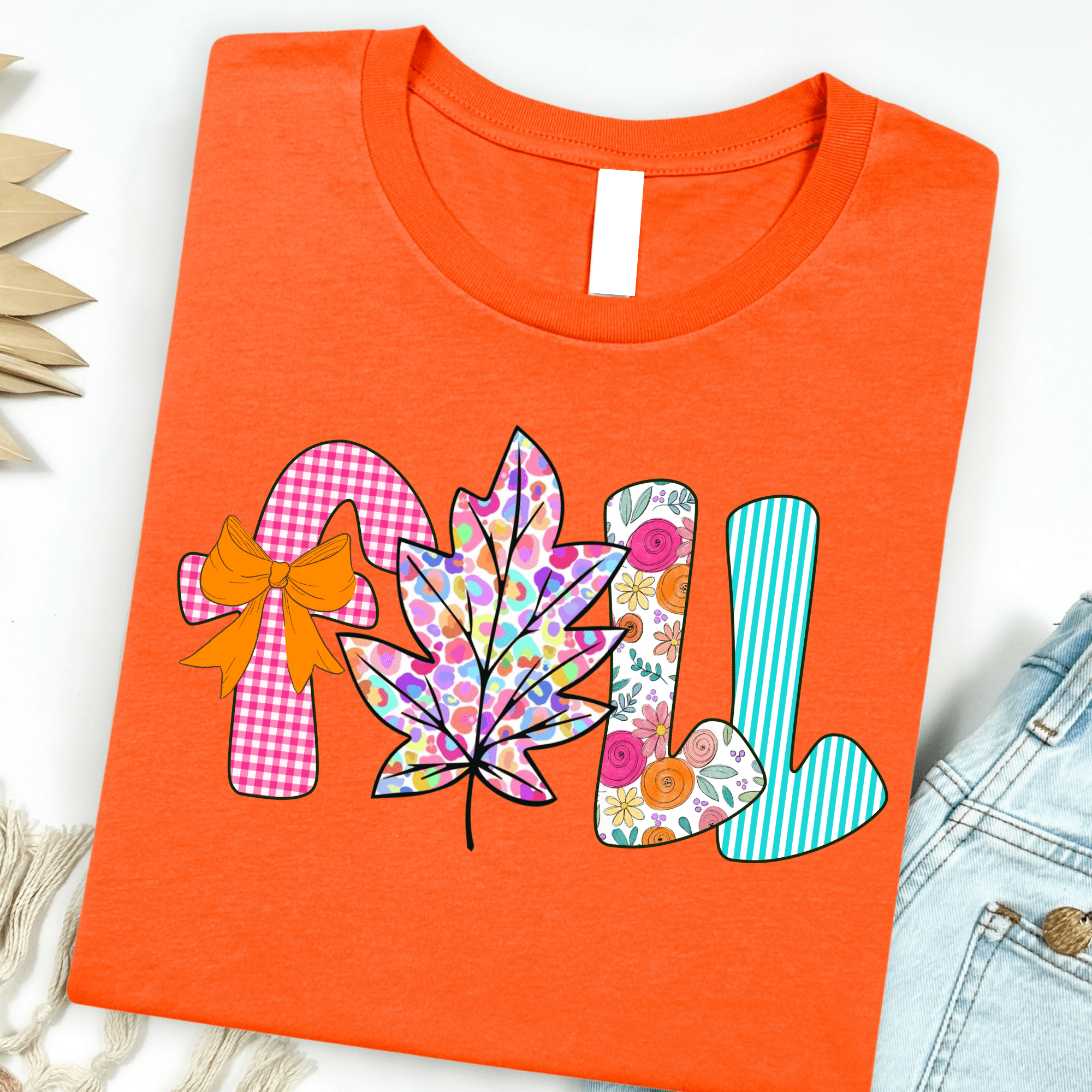 Women - Apparel - Shirts - T-Shirts Colorful Fall Leaf Graphic Tee