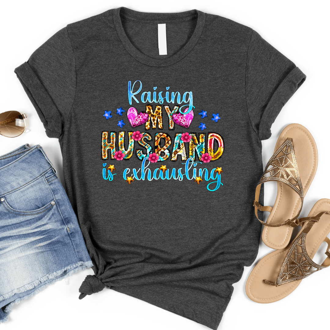 Women - Apparel - Shirts - T-Shirts Colorful Raising My Husband Graphic Tee