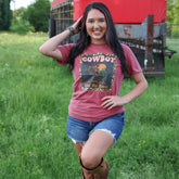 Women - Apparel - Shirts - T-Shirts Cowboy Take Me Away Leopard Border Soft Graphic Tee