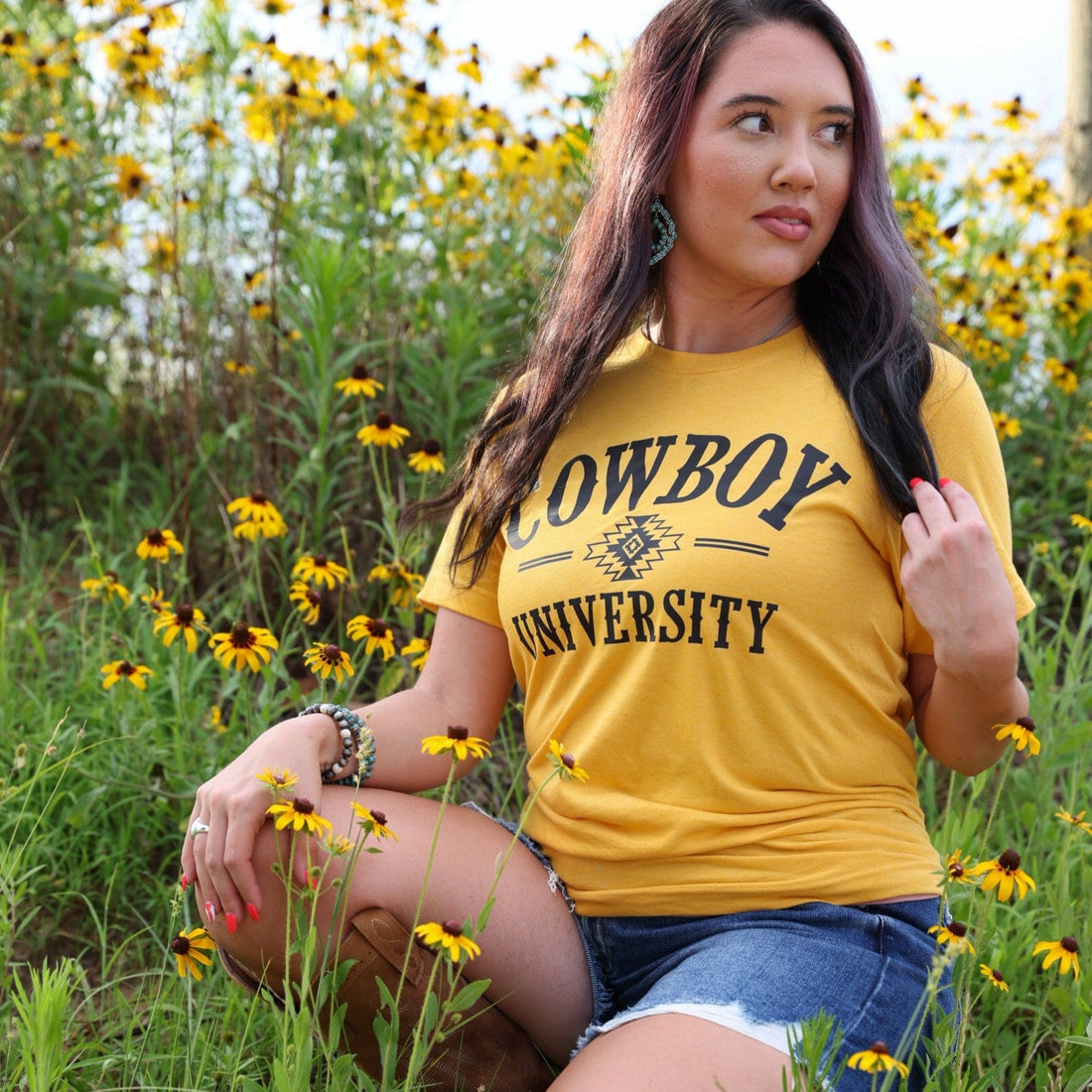 Women - Apparel - Shirts - T-Shirts Cowboy University Western Soft Graphic Tee