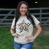 Women - Apparel - Shirts - T-Shirts Cowgirl Checkerboard Star Soft Graphic Tee