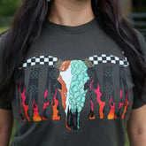Women - Apparel - Shirts - T-Shirts Desert Skull Flame Mama Soft Graphic Tee