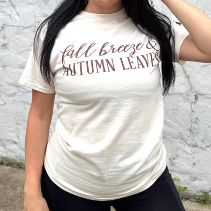 Women - Apparel - Shirts - T-Shirts Fall Breeze &amp; Autumn Leaves Graphic Tee