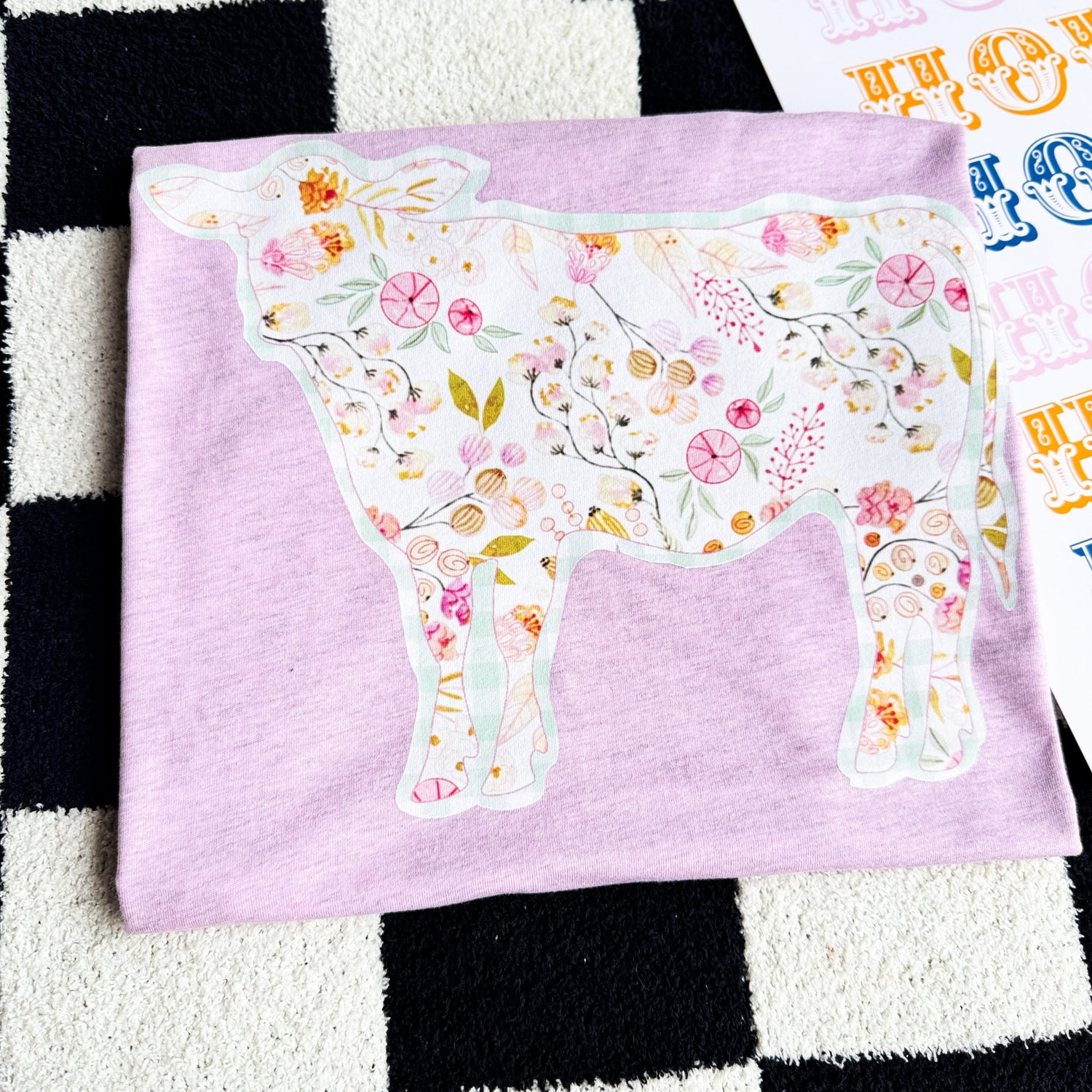 Women - Apparel - Shirts - T-Shirts Floral Cow Graphic Tee