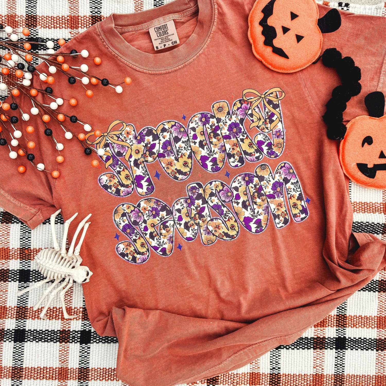 Women - Apparel - Shirts - T-Shirts Floral Spooky Season Words Soft Graphic Tee