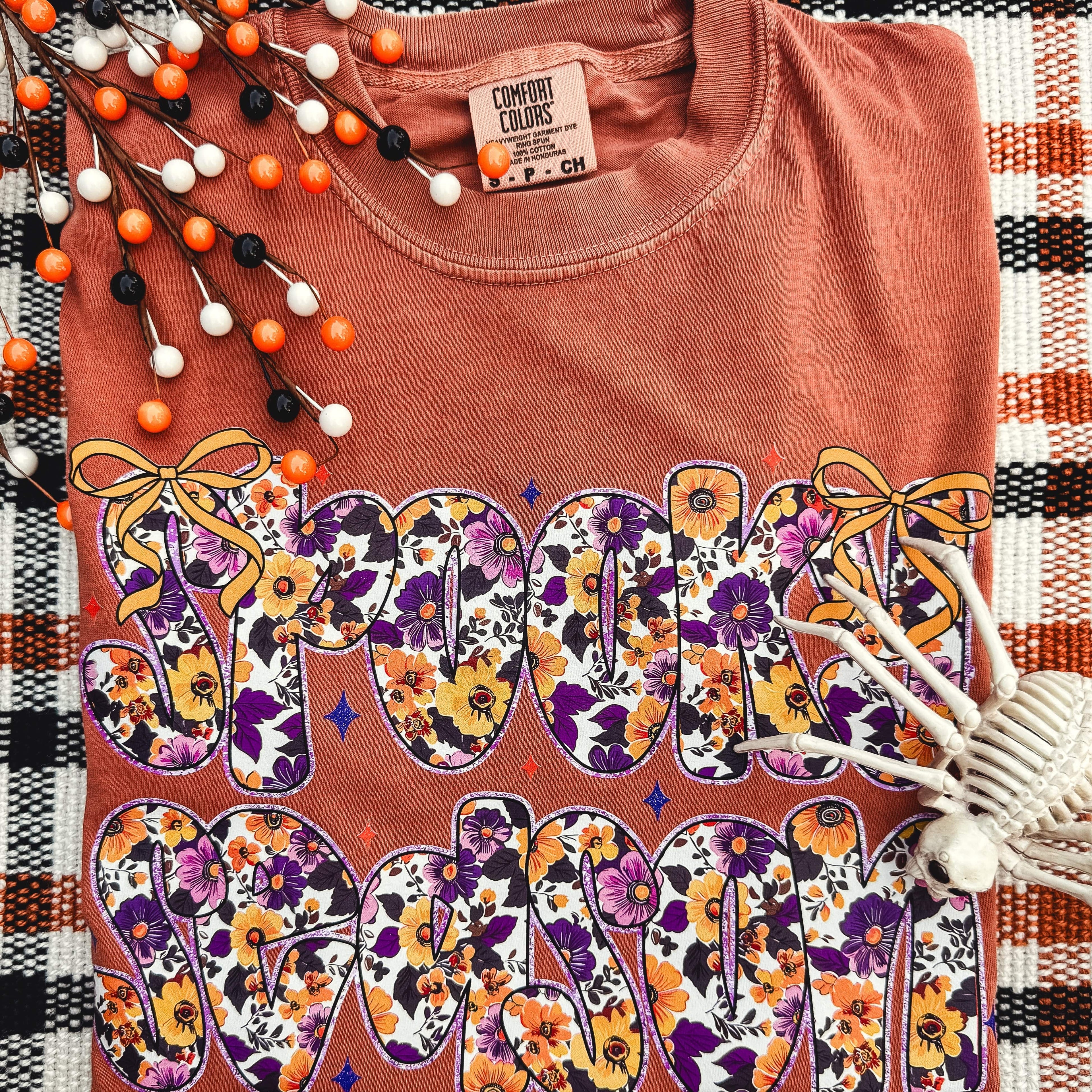 Women - Apparel - Shirts - T-Shirts Floral Spooky Season Words Soft Graphic Tee