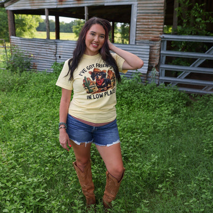 Women - Apparel - Shirts - T-Shirts Friends in Low Places Cowboy Dog Soft Graphic Tee