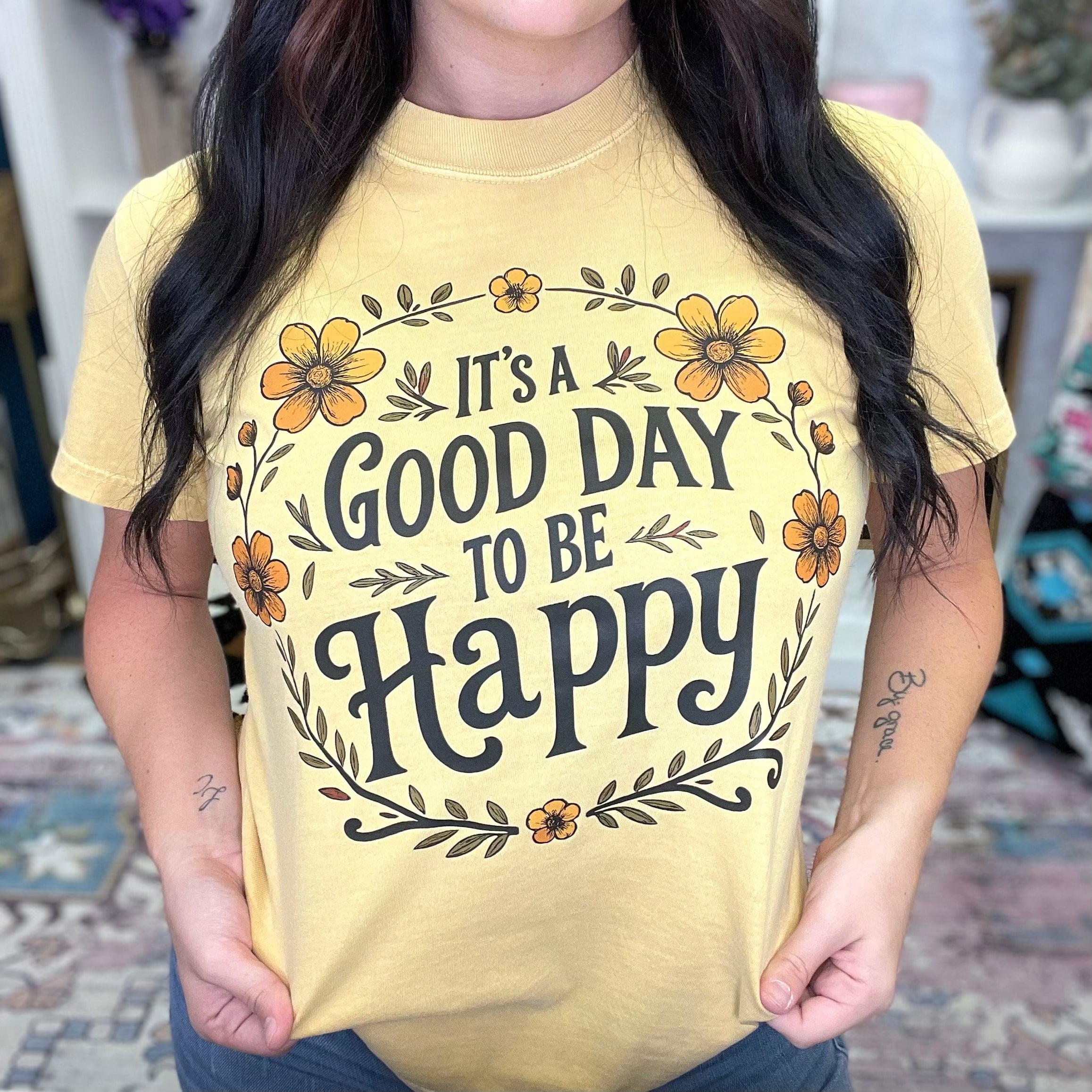Women - Apparel - Shirts - T-Shirts Good Day To Be Happy Graphic Tee