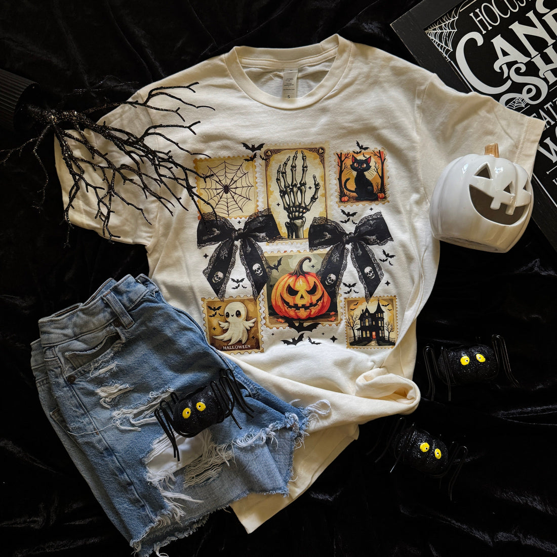 Women - Apparel - Shirts - T-Shirts Halloween Stamps Soft Graphic Tee
