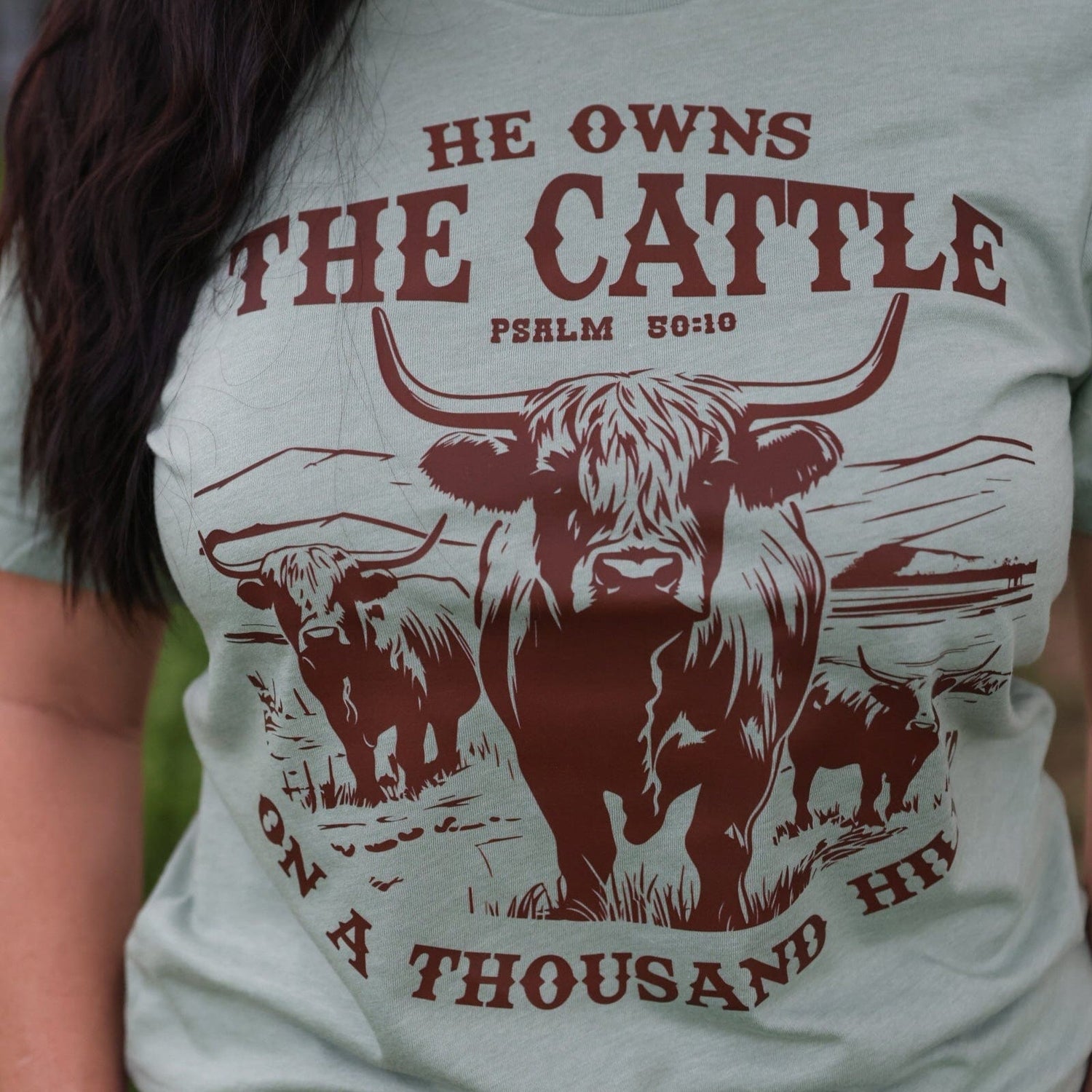 Women - Apparel - Shirts - T-Shirts He Owns the Cattle Psalm 50:10 Soft Graphic Tee