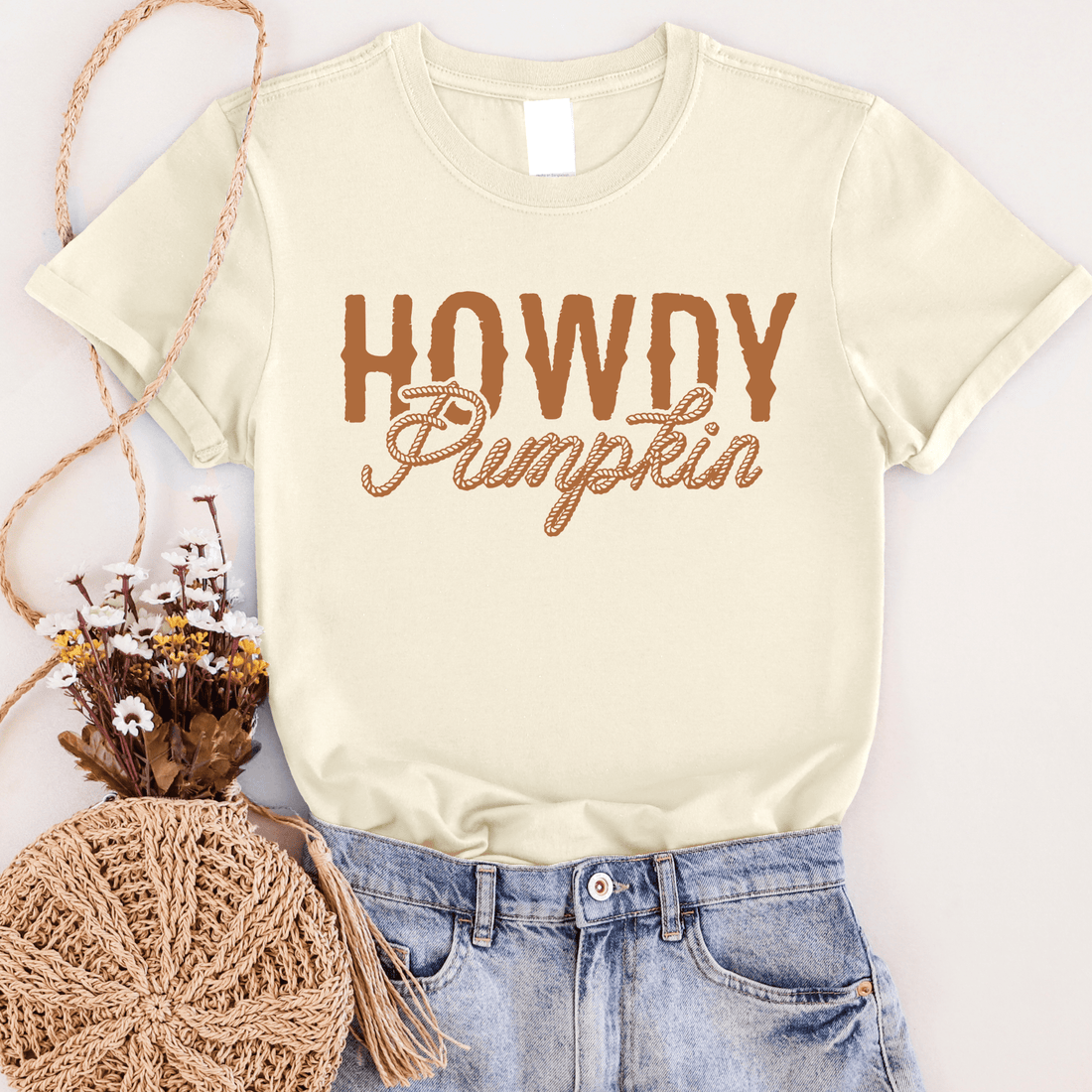 Women - Apparel - Shirts - T-Shirts Howdy Pumpkin Rope Graphic Tee